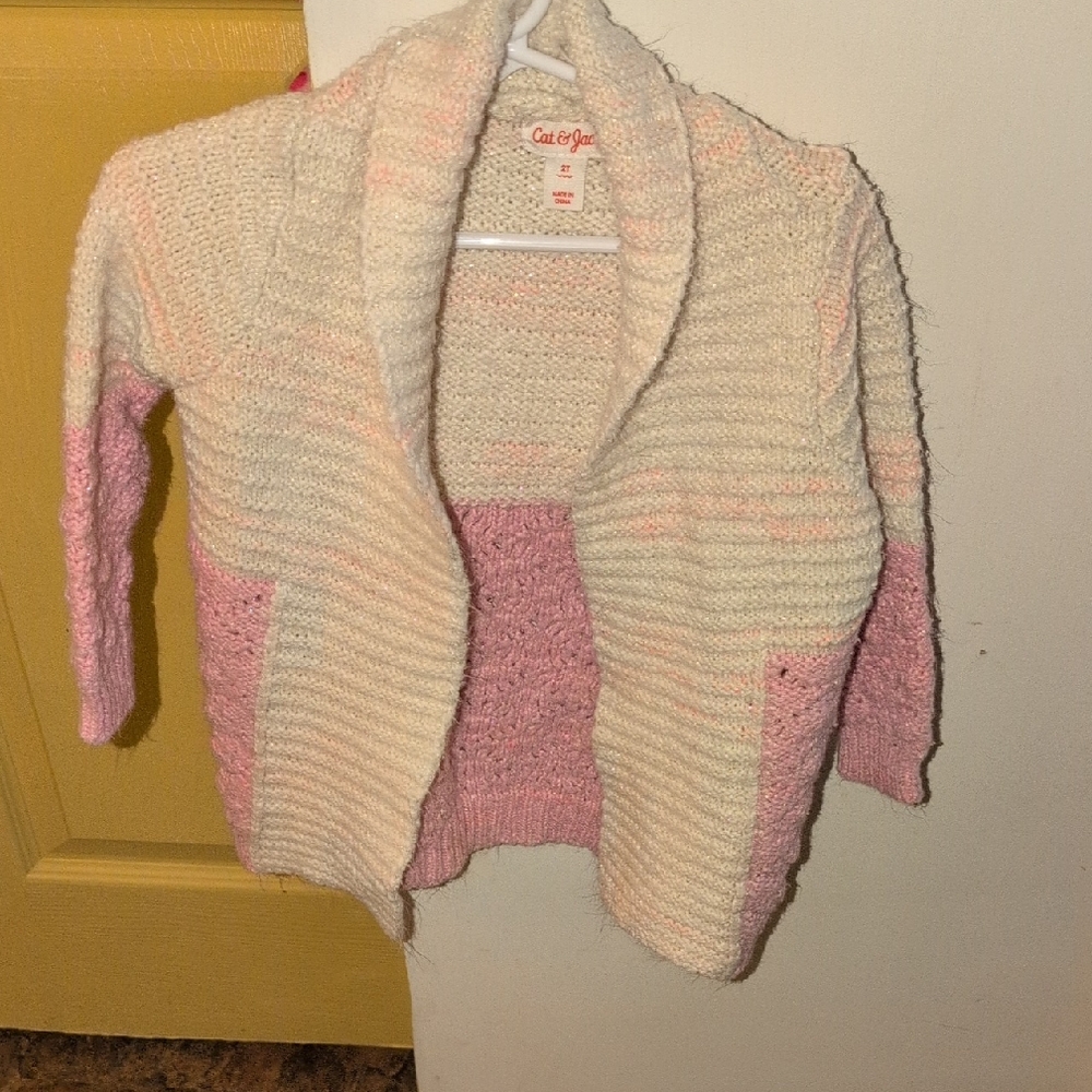 Cat & Jack Women's Pink and Cream Cardigan